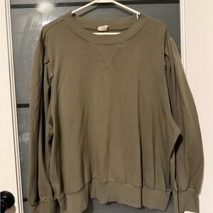 Women’s  Olive Green Sweatshirt with Puffy Sleeves